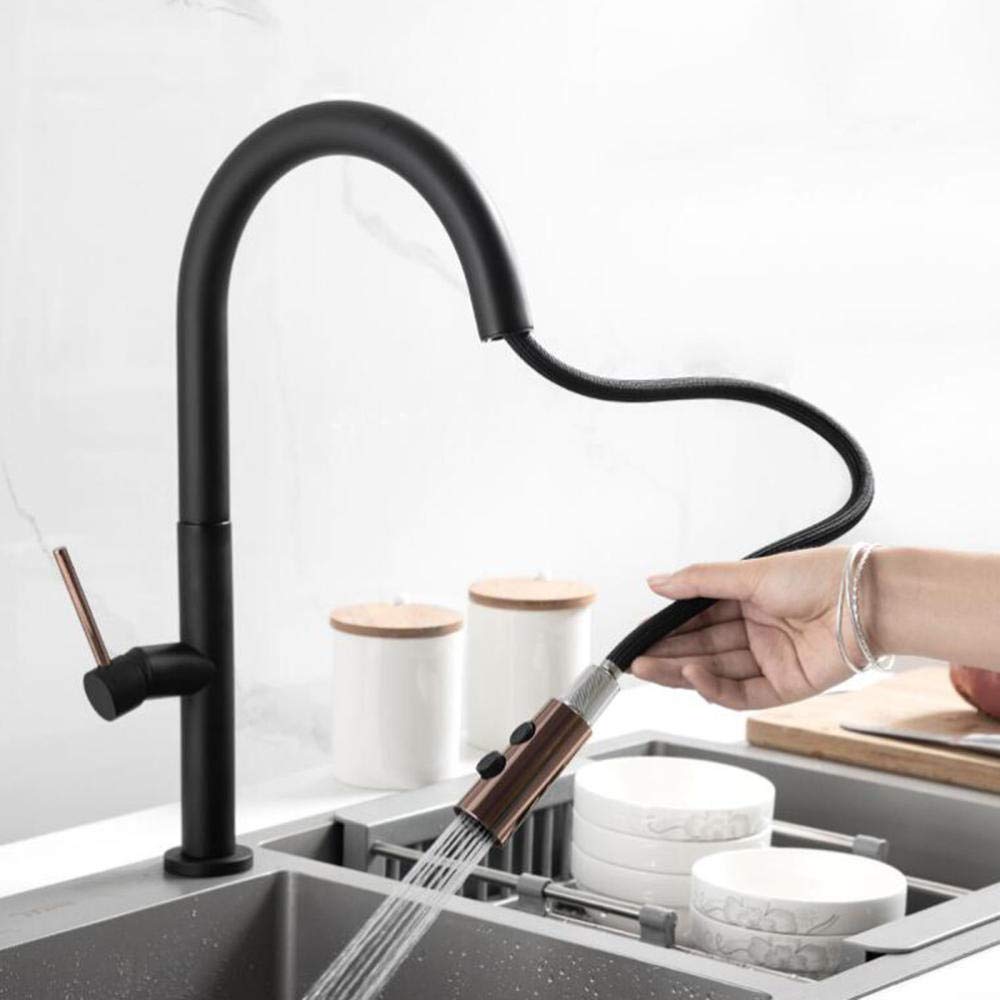 Mitigeur de cuisine à douchette extractible et jet double avec pivot 360°