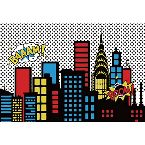 Aoihrraan 2,2x1,5m Super Città Supereroi Sfondo
