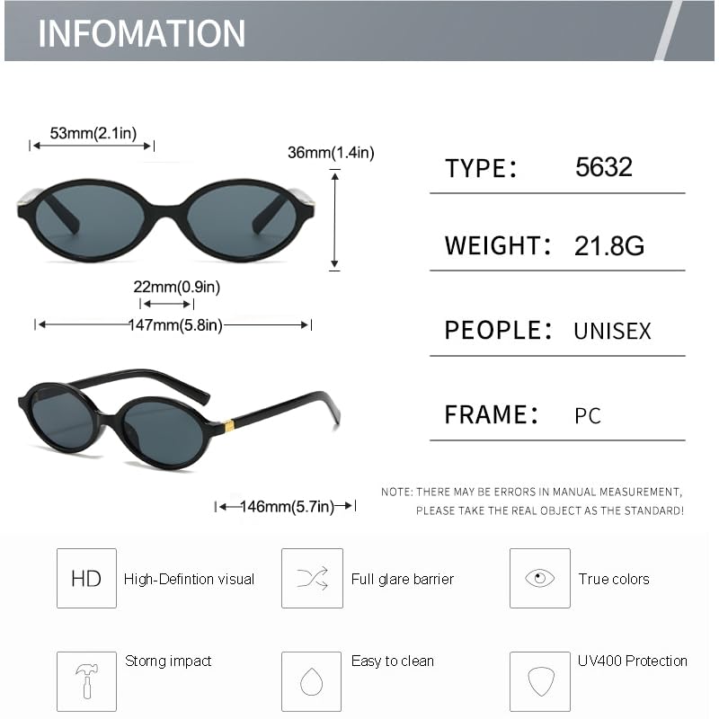 OSAGAMA Retro Oval Sunglasses Womens Trendy Round Sun Glasses Eyewear UV400 Protection4