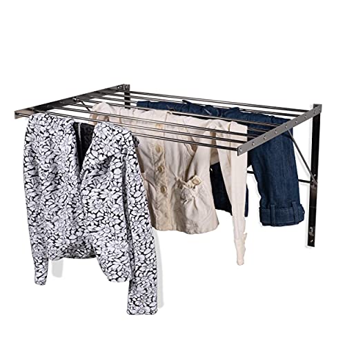 image for brightmaison Wall Mount Clothes Drying Rack & Laundry Room Organizer, 