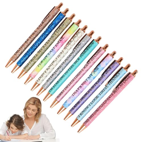 Ensemble de 12 stylos d'écriture drôles en gel avec corps ergonomique résistant