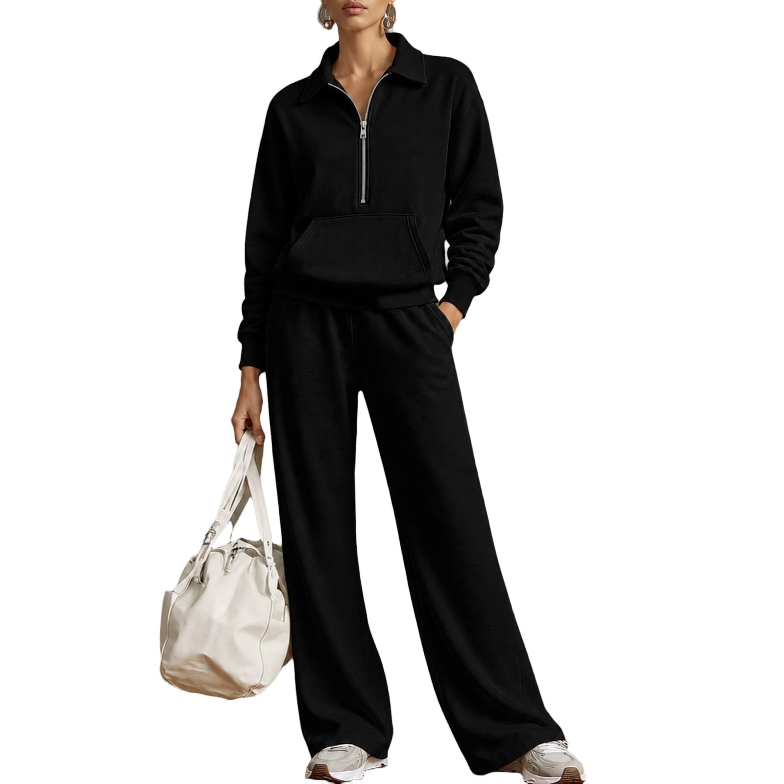 Track Suits for Women Set Oversized Half Zip Pullover and Travel Pants