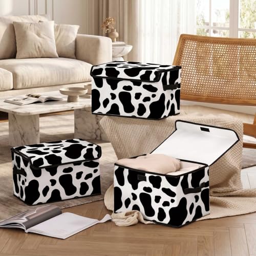 Image of Stackable Storage Bins with Lids,Closet Organizers Fabric Box for Home and Office,Blanket Clothes Organizers,Under Bed Storage Containers 3 Pack