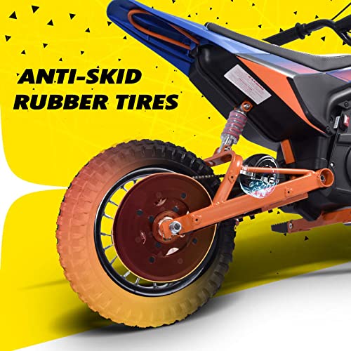 Blitzshark 24V Kids Electric Dirt Bike 250W Off-Road Bike Motocross Powerful Motorcycle for Kids, with 13.67MPH Fast Speed, Rubber Tires, Twist Grip Throttle, Metal Suspension & Leather Seat, SRK-MC10 - Image 5