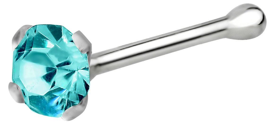 Forbidden Body Jewelry 22g Sterling Silver CZ Simulated Diamond Nose Stud, 2.5mm Crystal