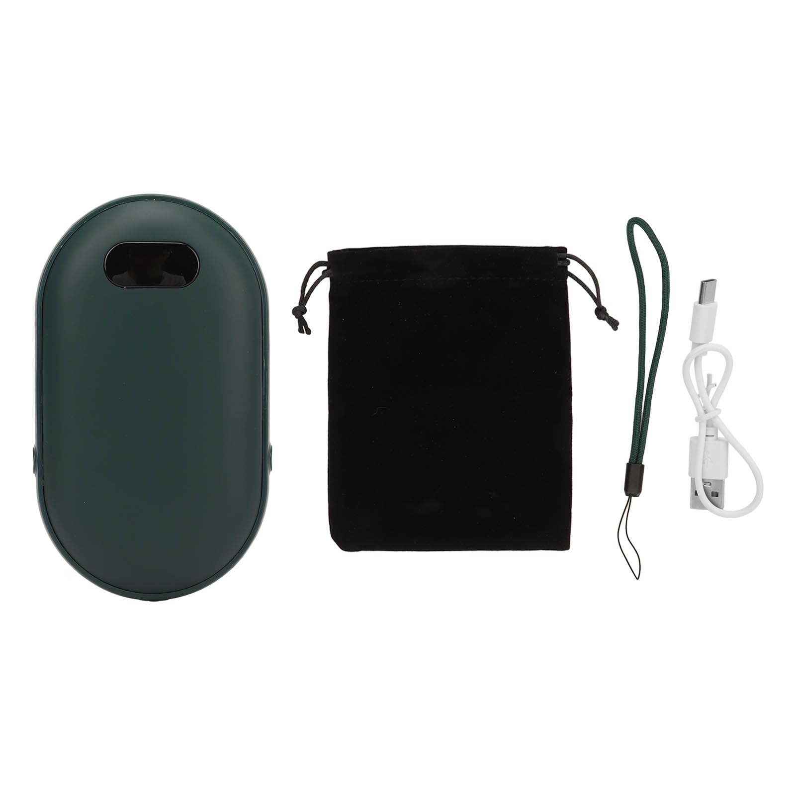 Chauffe-Mains électrique, Rechargeable par USB 2 en 1, Batterie 6000 MAh, Portable, Doux pour la Peau, avec Lanière pour la Randonnée et Le Ski (Green)