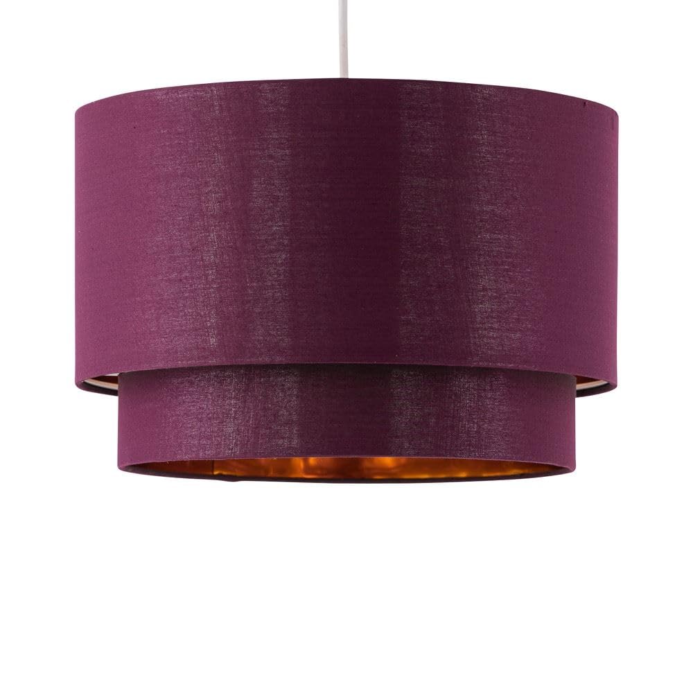 Firstchoicelighting Burgundy Ceiling Light Shade, Easy Fit Pendant, Metallic Gold Inner, Diameter 38Cm
