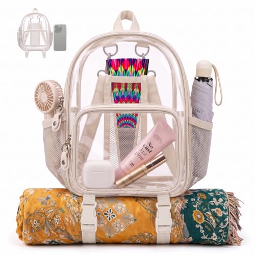 crawing Mini Clear Backpack for Stadium Events Anti-Theft Small Festival Transparent bag with Fan Holder for Concerts, Rave - image 1