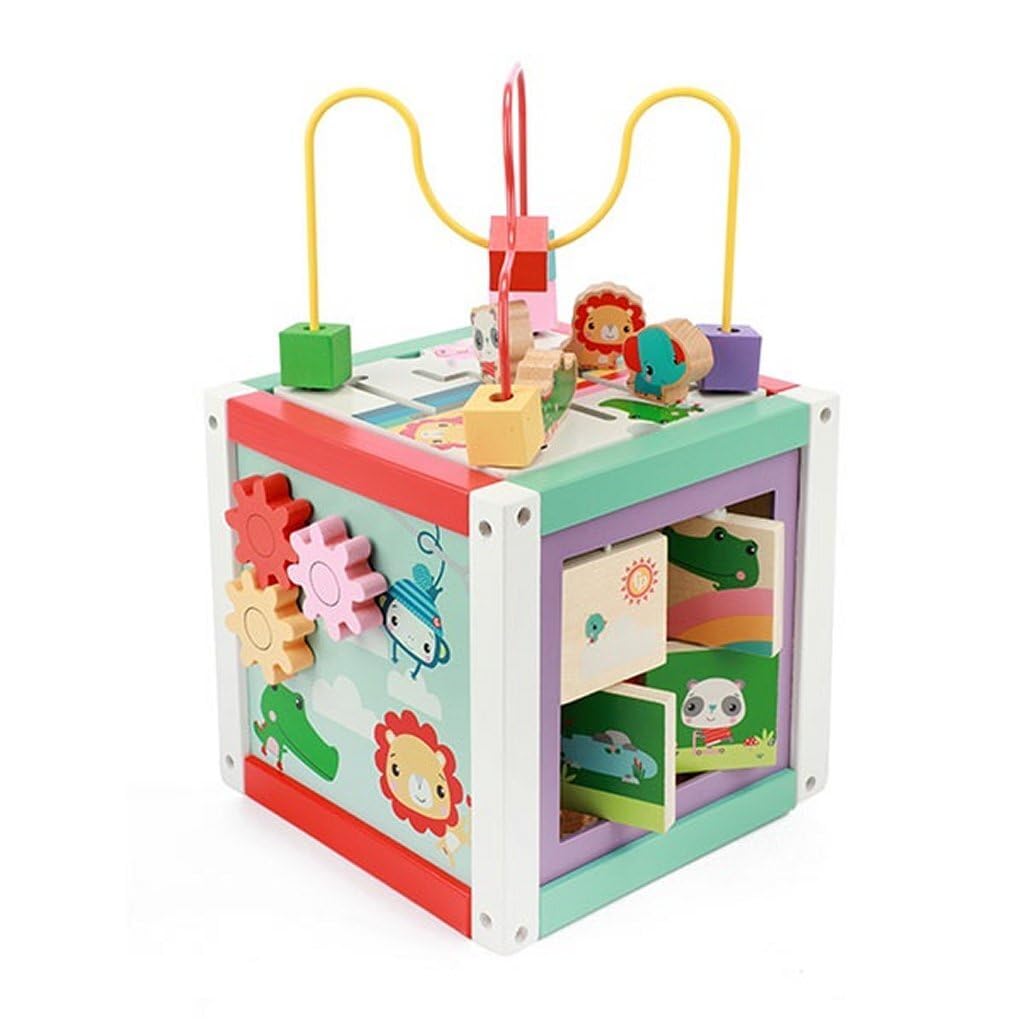 Fisher Price - Cubo de madera para desarrollo de bebés, a partir de 18 meses, madera, metal, textil, 43 x 23 x 23 cm