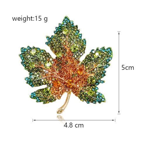 Image of WCRAZYE Rhinestone Maple Brooch Pin for Women Girls Sparkling Full Micro Pave Crystal Fall Thanksgiving Vintage Colorful Maple Leaf Lapel Pin Party Prom Wedding Thanksgiving Jewelry Gift