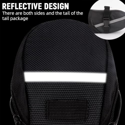 Image of Proberos Bicycle Storage Bag for Under Saddle, Premium 600D Oxford Cloth Waterproof Wear Resistant Design, Bike Accessories, Cycle Quick Release Organizer Storage Bag with Reflective Strip, Black
