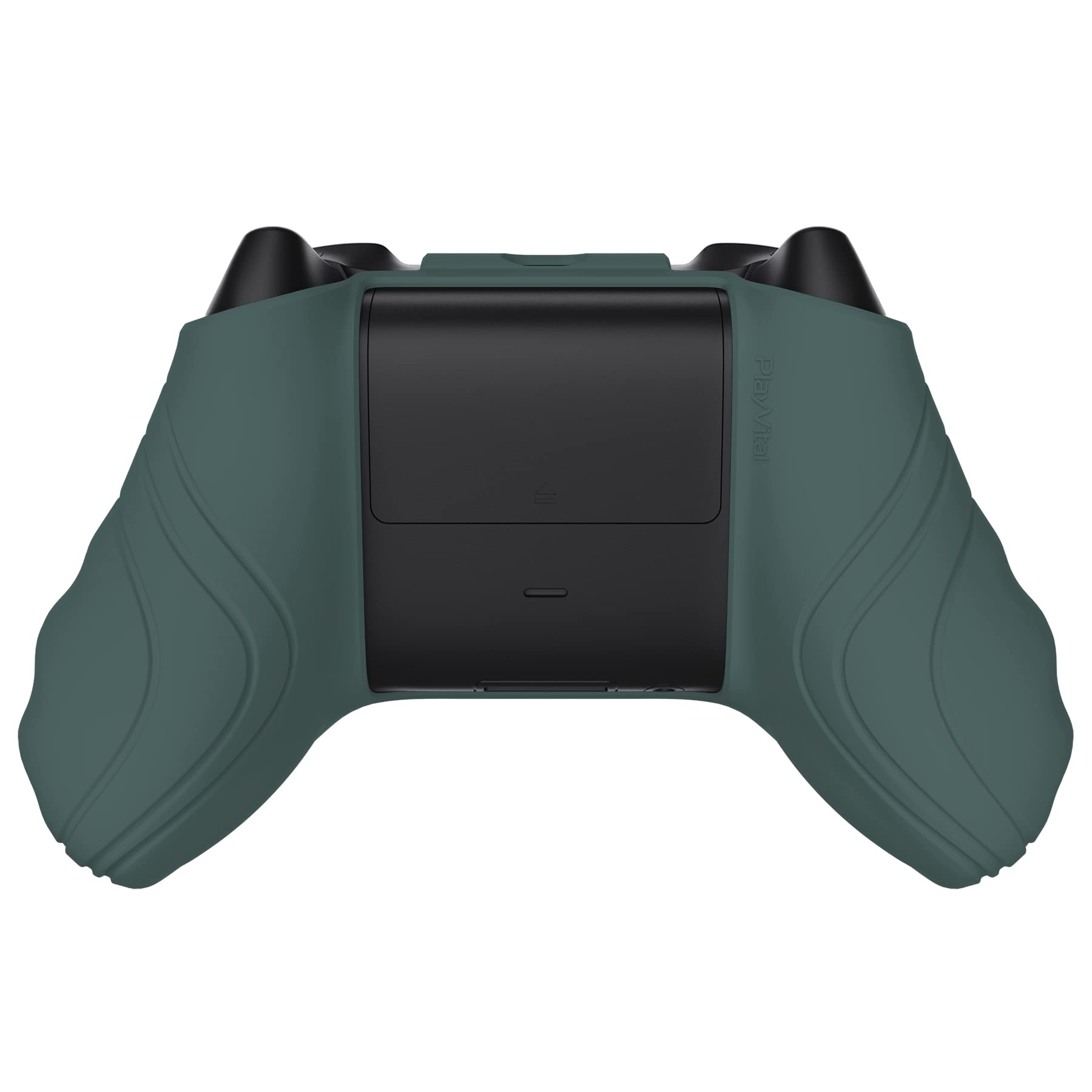 PlayVital Funda de Silicona para Xbox Series X/S - Cubierta Protectora Antideslizante de Tacto Suave con 6 Tapas de Joystick, Protector para Mando (Edición Escorpión-Gris Templeton & Gris Jade)