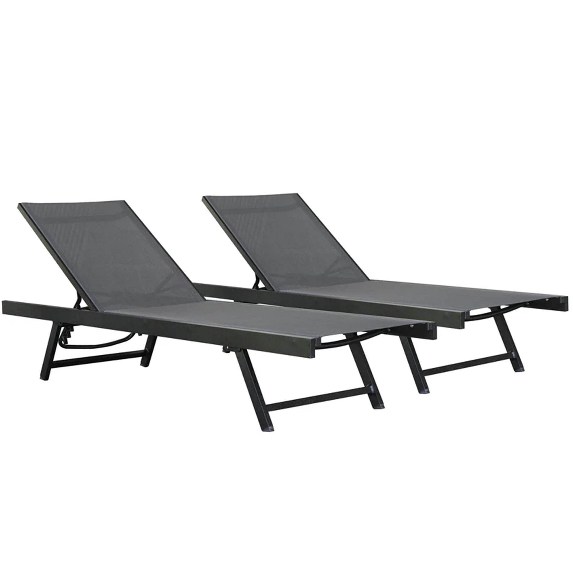 Vivere Aluminum Urban Sun Lounger 2 Pack, Full Recline, Made with Premium Durable Outdoor Fabric - 265 lb Capacity