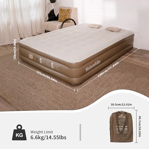 Naturehike Matelas Gonflable 2 Personnes Pompe Auto-Gonflante - Lit D'hôte 198x152x38cm pour Camping & Maison, Ultra-Léger, Confort Optimal et Rapidement Prêt – Image 3