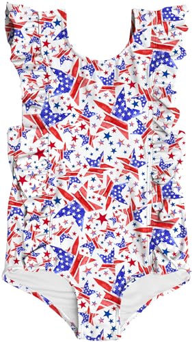Image of RAISEVERN Baby Girls Swimsuit Ruffles Bathing Suits Cute Beach Sport Swimming Backless Summer One Piece Swimwear 2-7 Years