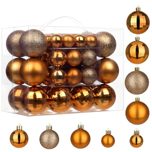 50pcs Copper Orange Christmas Ball Ornaments Small...