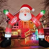 11 FT Christmas Inflatable Archway Decorations, Christmas Inflatable Santa Claus Arch Blow Up Yard Decorations with Built-in Led Lights for Xmas Holiday Party Indoor Outdoor Garden Lawn Winter Decor