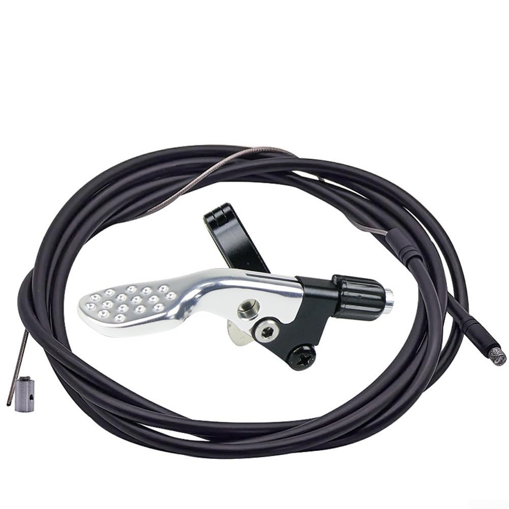 Bike Dropper Seatpost Remote Control Lever 22Mm Diameter Internal External Cable Routing Compatible Telescopic Seat Post Switch Aluminum Alloy Controller Black Red Silver Purple(silver)