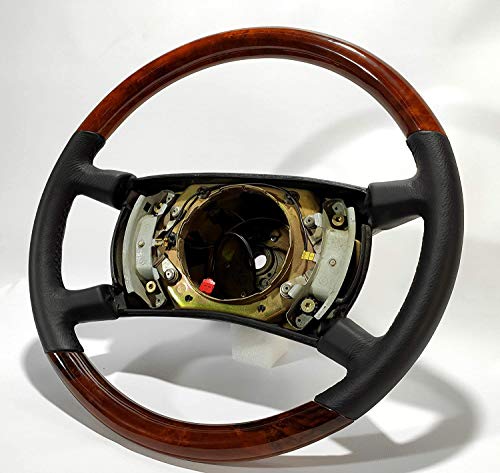 Steering Wheel Wooden Black Leather Walnut Trim remanufactured for MB S Class W126 W124 W201