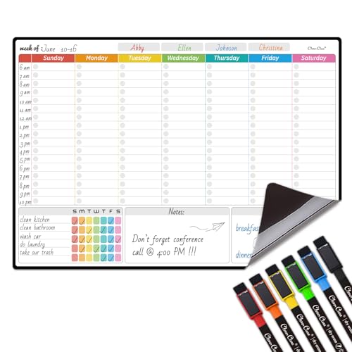 Magnetic Dry Erase Weekly Calendar for Fridge...
