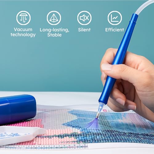Image of PP OPOUNT Electric Diamond Art Pens, Diamond Art Accessories with Storage Tray, DiamondPainting Pen - Long-lasting & Stable, Great Gift Choice (Blue)