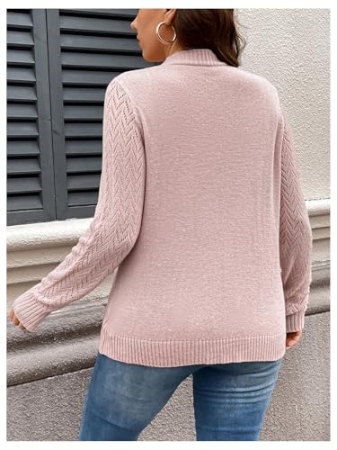 SOLY HUX Women's Plus Size Cardigan Open Front Long Sleeve Knit Sweater with Pockets2