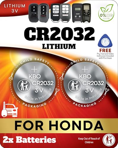 Key Fob Battery Replacement for Honda CR2032 (2 Pack) Fits Civic Accord CRV Pilot Odyssey HRV Fit Passport Ridgeline Crosstour Insight Clarity CR-Z Smart Remote Fitment Guide