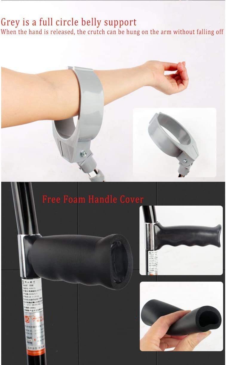 Muletas del antebrazo Muletas de antebrazo ajustables con espejo giratorio Cerrado Combinado de la muñeca Duración para adultos estándar y alto Aluminio Ligero Ajustable Armero de brazo ligero de