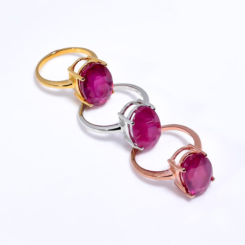 Bague pierre de naissance rubis ovale R-021-24-13.5, l'élégance au quotidien en or rose