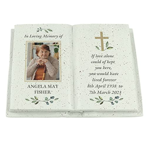Personalised Memorial Cross Photo Upload Book Memorial Grave Marker Funeral Garden Ornaments