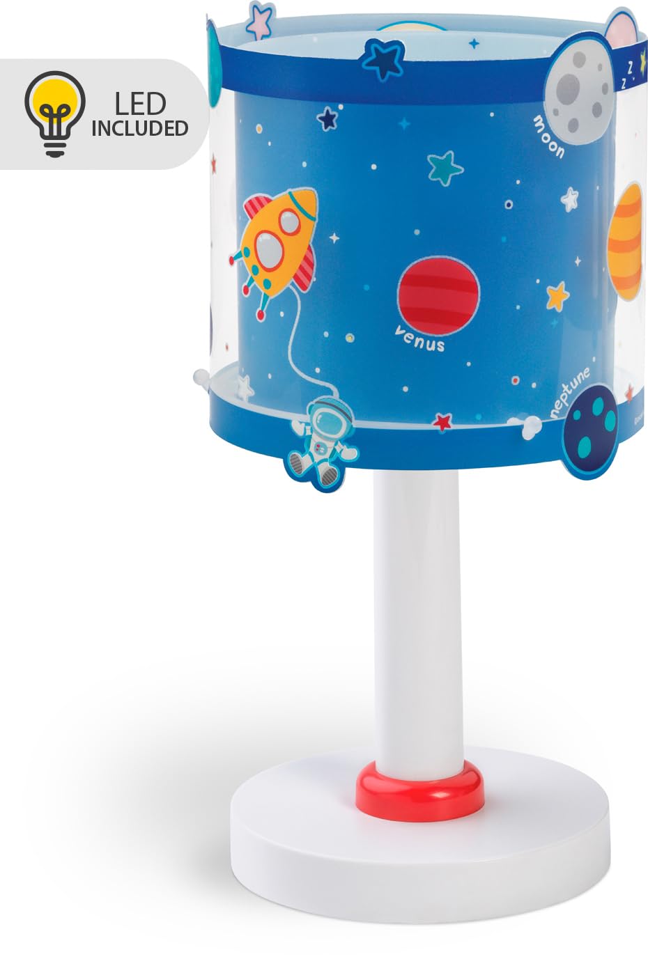 Dalber Lámpara Infantil de Mesilla Planets Sistema Solar 41341N G4 | Lámpara infantil de mesa o mesita; planetas; G4 4W LED - Bombilla incluida; Luz Quitamiedos