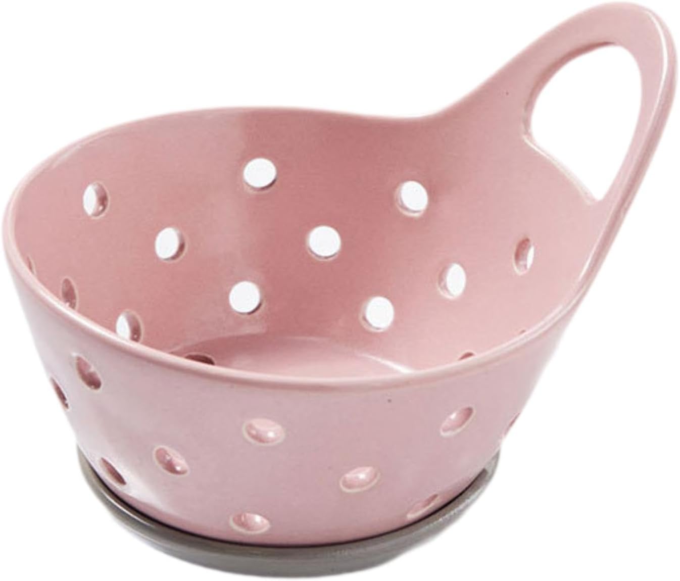 F Fityle Fruit Basket Drainage Bowl Fruit Dish Serving Bowl Ceramic Colander Fruits Strainer for Kitchen Counter Countertop Veggies, Pink