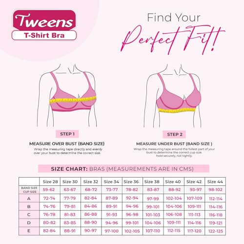 Image of Tweens - Medium Padded Cotton Rich Bra - Full Coverage, Seamless, Multiway Straps, Wirefree Everyday T-Shirt Bra (Pack of 2)