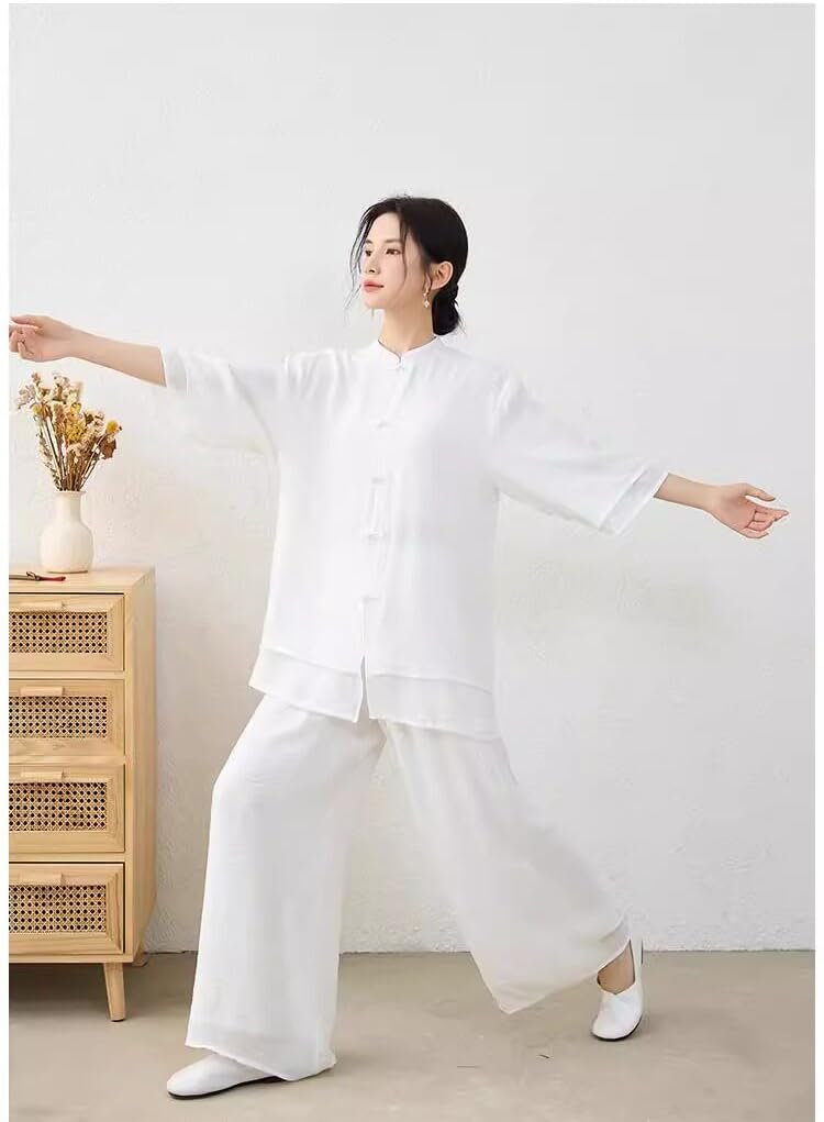 Set di due pezzi da meditazione di fascia alta da donna sciolto confortevole Tai Chi mattina esercizio tempo libero Set