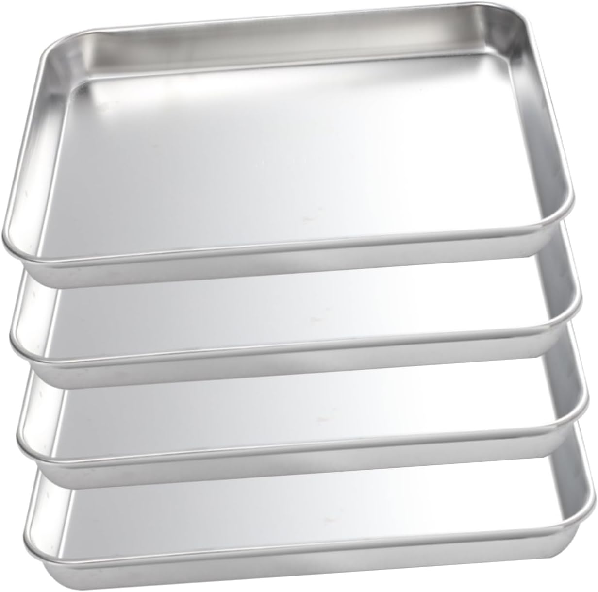 COLLBATH 4pcs Stainless Steel Baking Pan Warming Tray Nonstick Square Design Dish for Party Food Serving