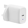 Amazon Basics 30W One-Port GaN USB-C Wall Charger For Tablets & Phones With Power Delivery, White (non-PPS)