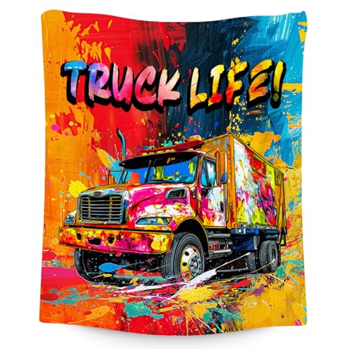 Kids Blanket Truck Blankets Gifts for Boys Toddler - 30x40 Inches Soft Flannel Throw for Couch
