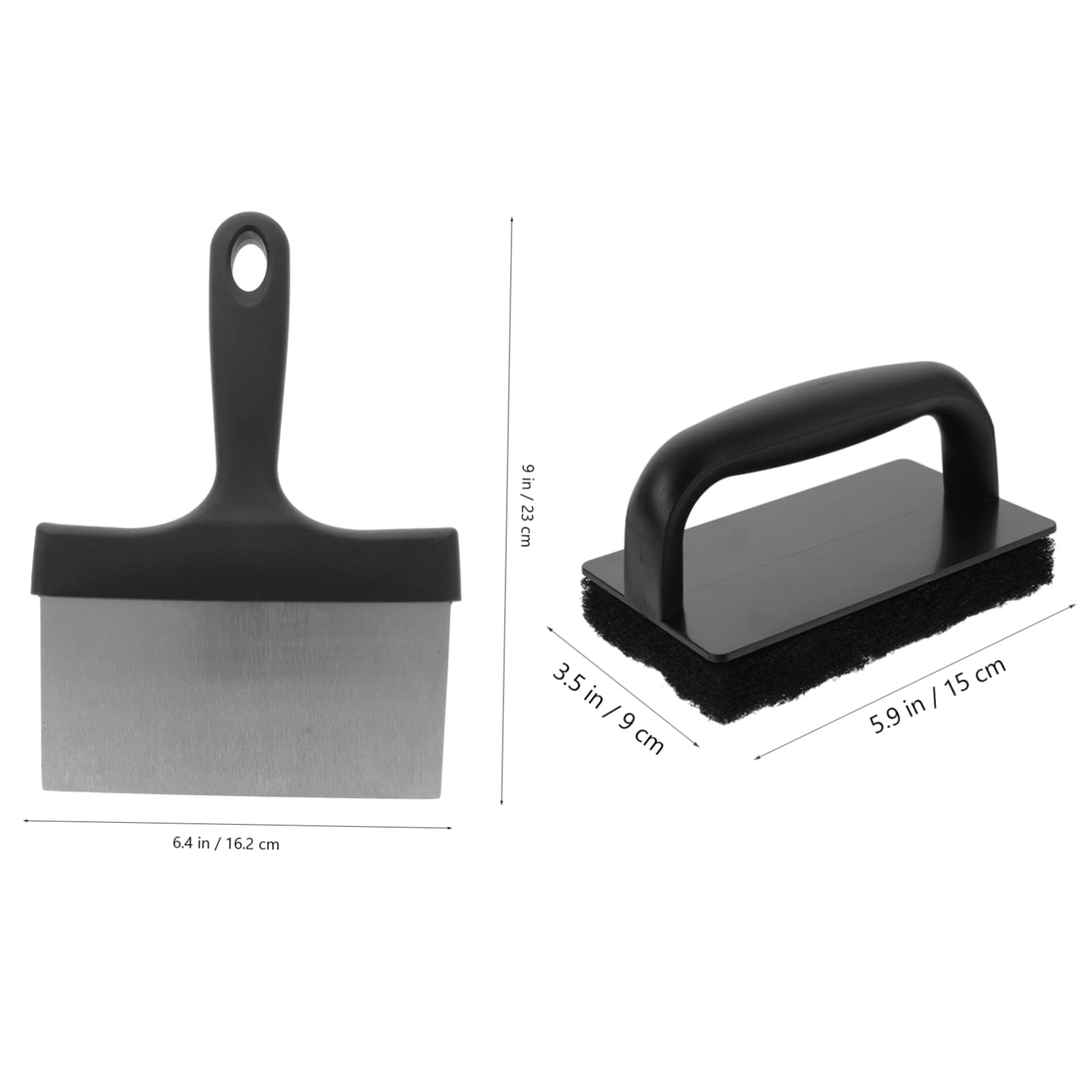 Juego de Raspadores para Parrilla de Barbacoa 1 Set Acero Inoxidable | Cepillos y Esponjas de Pp, Negro, para Rejillas de Grill, Quita Residuos Quemados, Diseño Multiuso