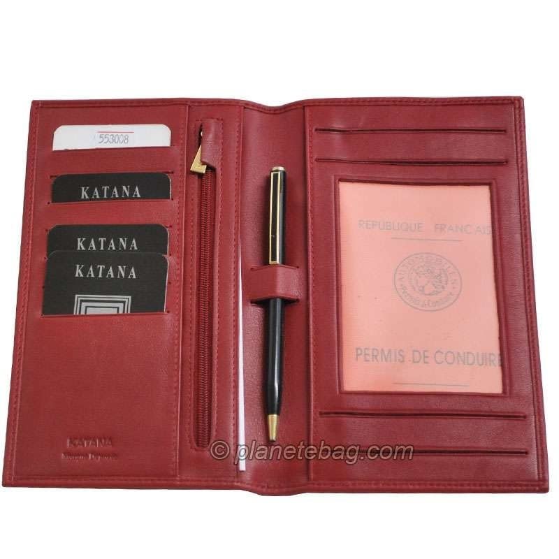 Katana - Porte-chéquier en Cuir - Rouge - 11 x 1 x 19,2 cm - Rouge