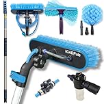 IGADPole 24ft(7m) Washing Kit: Water-fed Brush, Cobweb Duster and 10” (25cm) Squeegee and Soap Dispenser, Window Cleaning Pole, Water Fed Telescopic Brush, Window Cleaner Equipment