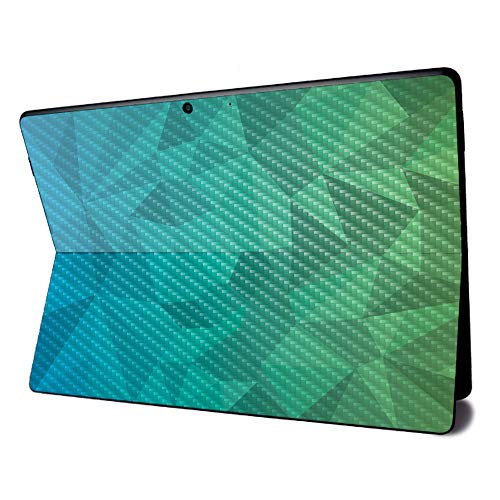 Image of MightySkins Carbon Fiber Skin for Microsoft Surface Pro X - Blue Green Polygon | Textured Carbon Fiber Finish | Easy to Apply, Remove, and Change Styles | Made in The USA