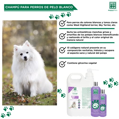 MENFORSAN White Hair Dog Shampoo 300ml Packung mit 3 Einheiten | Farbintensivierer mit neutralem pH-Wert, angepasst an den Hund
