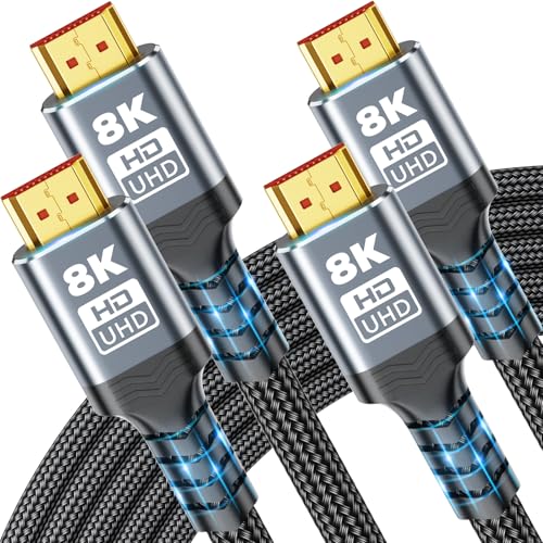 Cable HDMI 2.1 Ultra HD de 5 pies con alta velocidad de 48 Gbps en paquete trenzado de 2 unidades