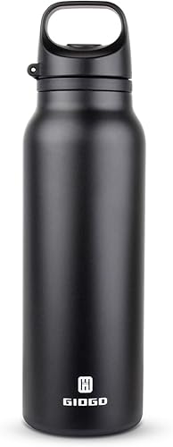 Botella de agua térmica aislada con asa, botella de agua de acero inoxidable de 20 onzas, botella de agua de metal para bebidas calientes y frías