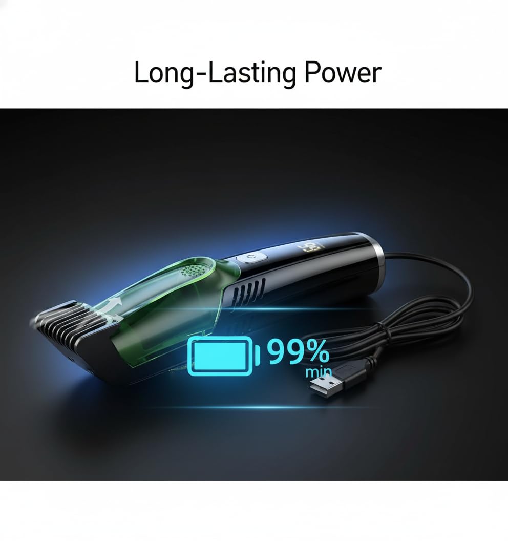 Tondeuse Barbe Premium avec Aspiration, Bartschneider Herren Haut de Gamme Sans Fil, Lames Acier Précises, Finition Étanche IPX6, Rasoir Barbe Électrique pour Salle de Bain Soignée et Confort (Blau)