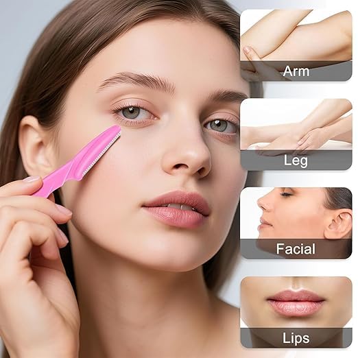 First Beauty Facial Razors for Women - Eyebrow Shaper & Face Hair Remover Blades with Protective Cap - Pack of 12 (Colorful) - Dermaplaning Tool for Smooth & Glowing Skin (Pack of 12) 1