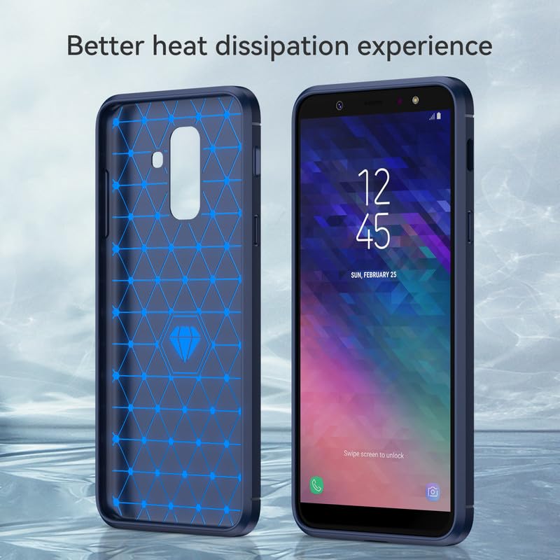 Image of Hybrid Carbon Fiber Back Case for Samsung Galaxy A6 Plus (Blue)