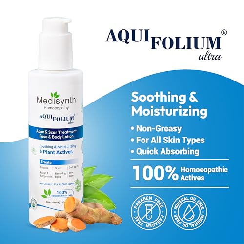Image of MEDISYNTH Aquifolium Ultra Acne & Scar Treatment Face & Body Lotion | Batch no - 44 | Expiry - Mar 2029