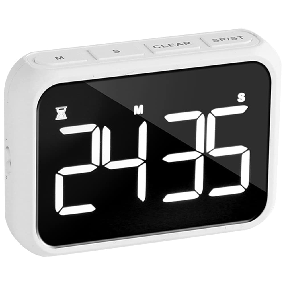 Timer kuchenny, timer z wyświetlaczem LED, 2 jasności, głośna głośność, łatwy do gotowania, biały