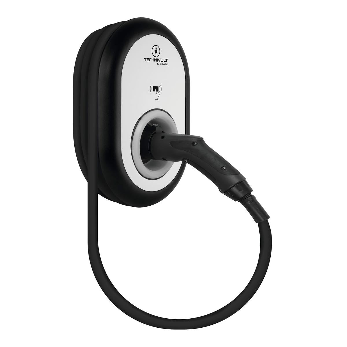 TechniSat TECHNIVOLT - Stazione di Ricarica/Wallbox da 101-11 kW per Auto elettriche con Presa di Ricarica Integrata Tipo 2 per Ricarica Rapida a casa, Scheda RFID, IP54, Cavo di Ricarica Incluso